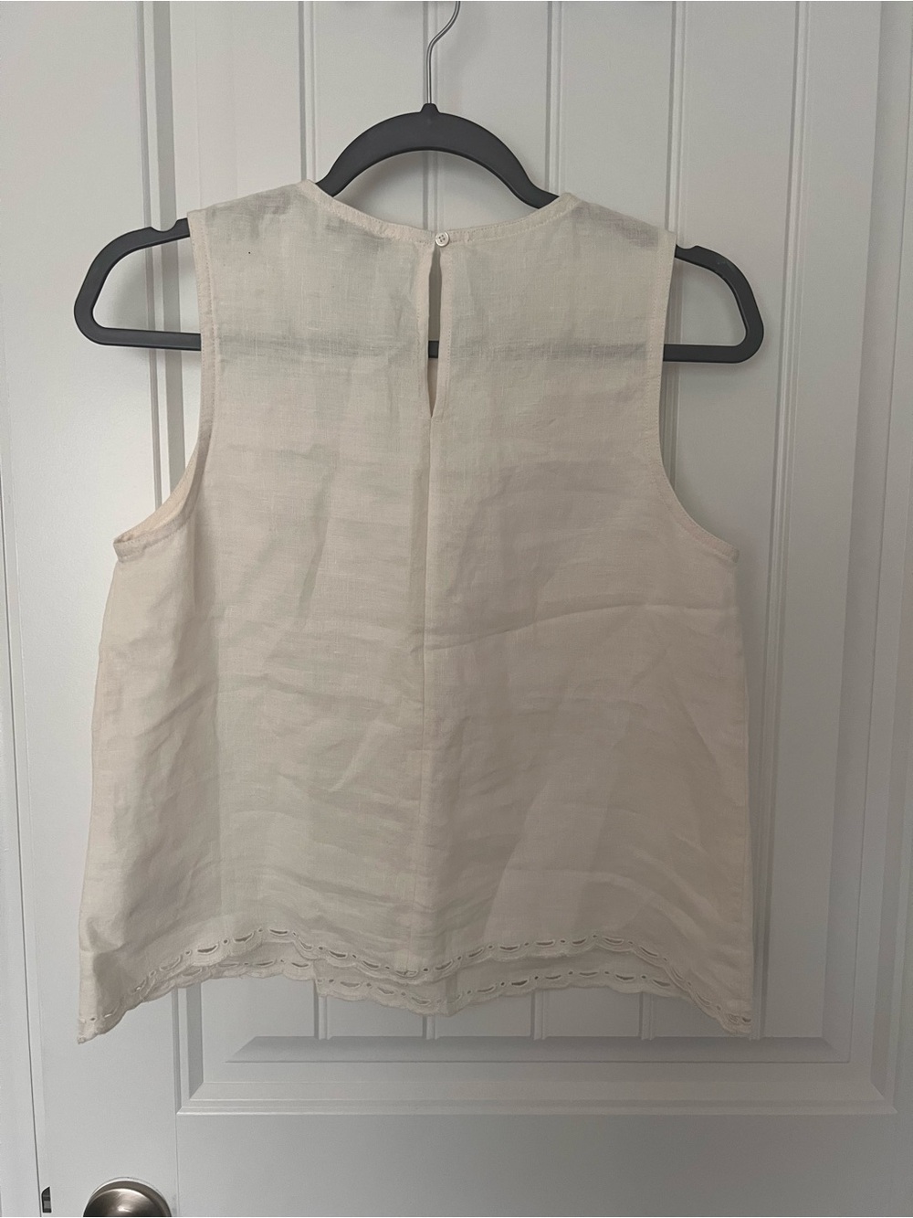 NWT - Madewell White Lace-Trim Pleated Shell Top in 100% Linen - Size S - Picture 5 of 7